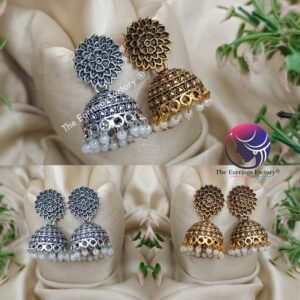 Traditional Floral Silver | Golden Jhumka