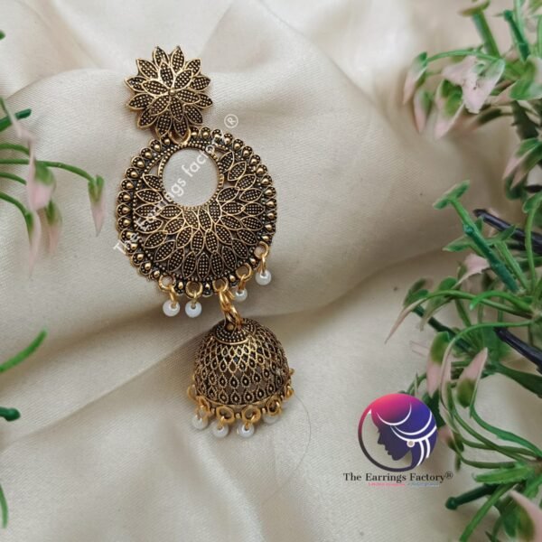 Traditional Weightless Golden Long Jhumka - Image 3