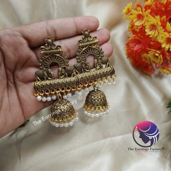 Traditional Weightless Golden Long Jhumka - Image 3