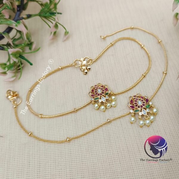 Antique Pearl Beads Multi Stone Anklet - Image 3