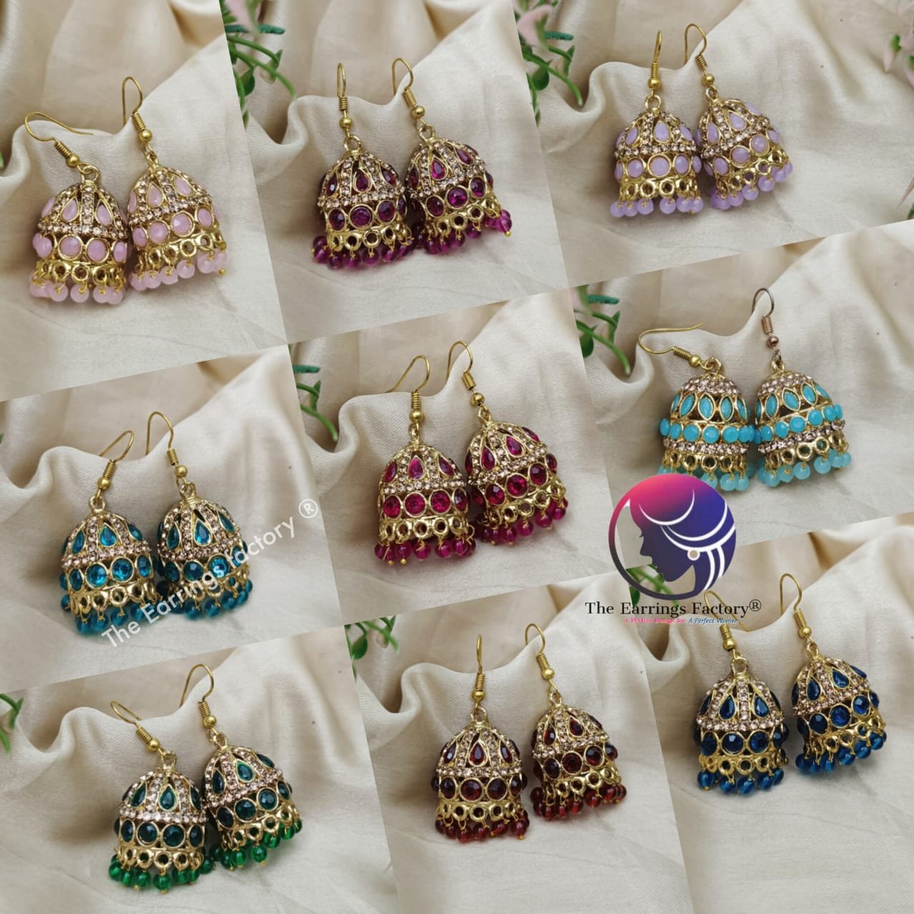Traditional Golden Hook Stone Jhumka
