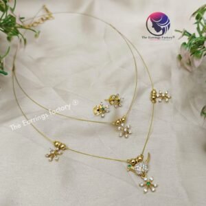Premium Antique Double Layer Stone  Invisible Chains With Earrings