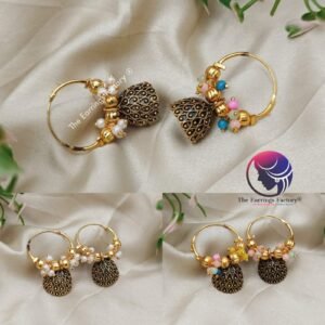 Traditional Golden Pearl Beads Hoop Jhumka