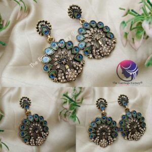 Classic Golden Peacock Stone Earrings