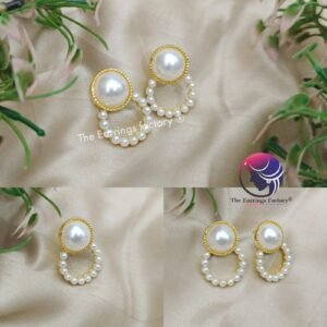 Korean Golden Pearl Fancy Earrings