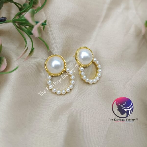Korean Golden Pearl Fancy Earrings - Image 4