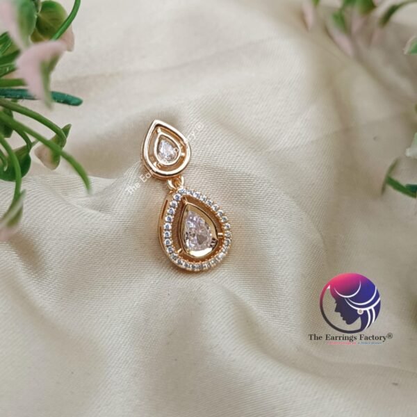 Traditional AD Stone Daily wear Golden Stone Earrings - Image 3