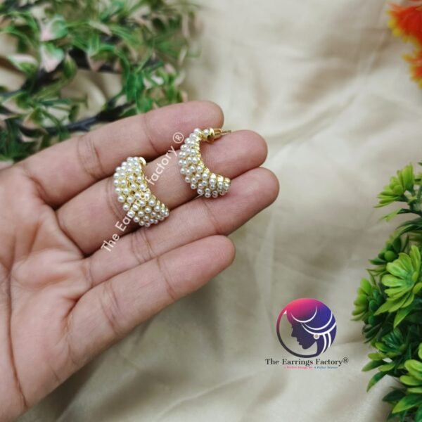 Western Silver | Golden Half Ring Pearl Earring - Image 3