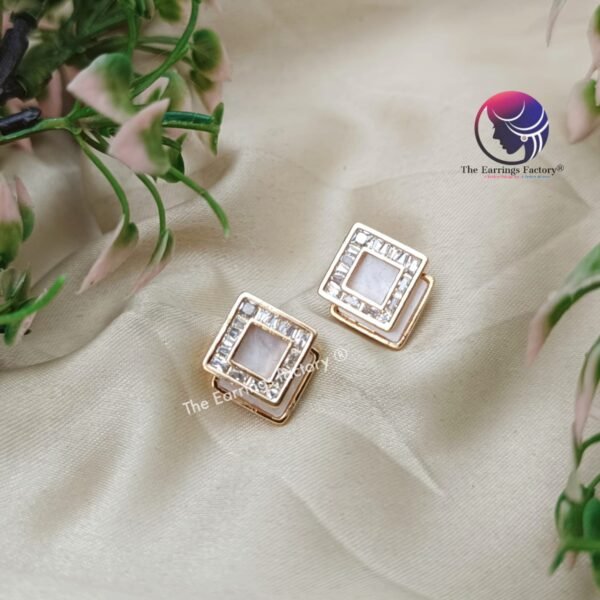 Traditional AD Stone Daily wear Golden Studs - Image 2