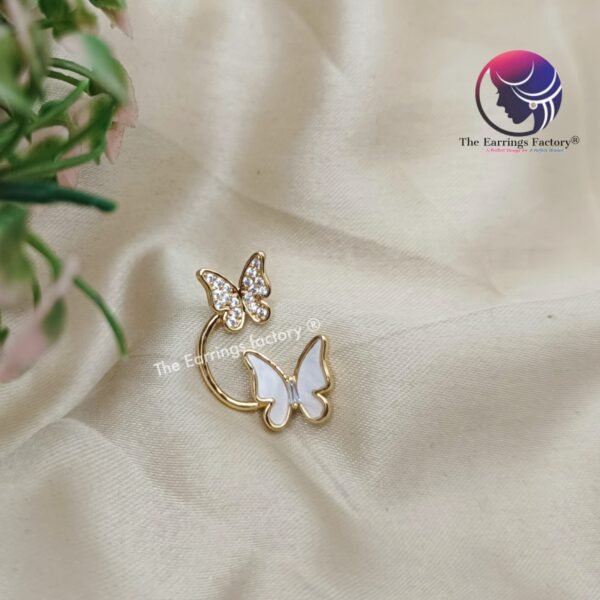 Traditional AD Stone Daily wear Golden Butterfly Studs - Image 2