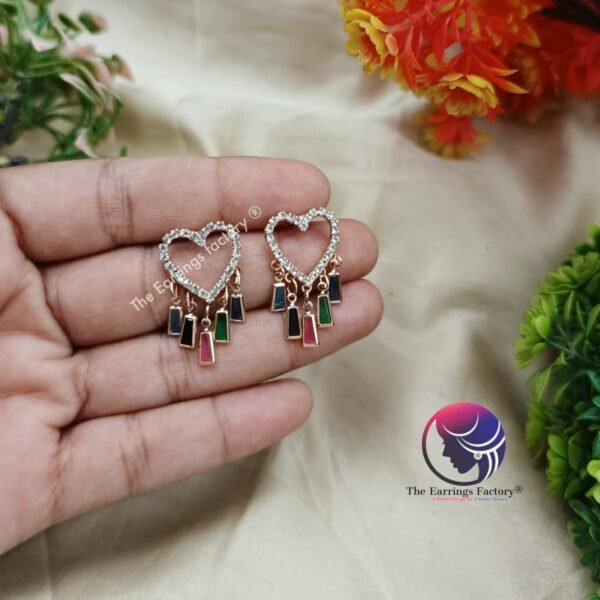 Traditional Daily wear Golden Party wear Stone Drop Earrings - Image 3