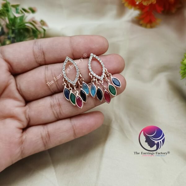 Traditional Daily wear Golden Party wear Stone Drop Earrings - Image 4