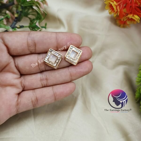 Traditional AD Stone Daily wear Golden Studs - Image 4