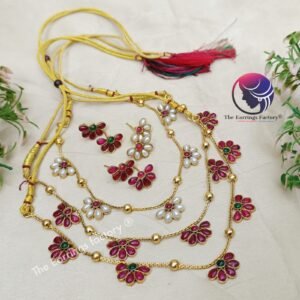 Trending Antique Floral Stone Neckset with Earrings