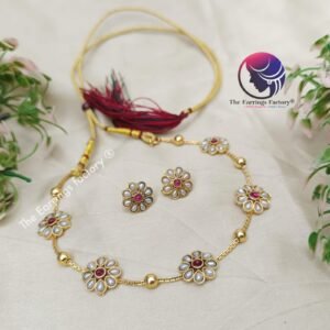 Trending Antique Floral Stone Neckset with Earrings