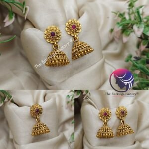 Traditional Antique Floral Stone Jhumka