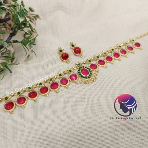 Traditional Golden Neckset with earrings - Image 2