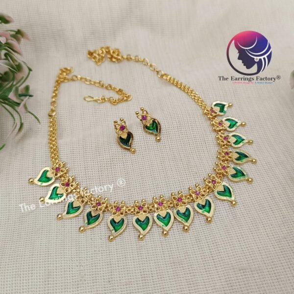 Traditional Golden Neckset with earrings - Image 2