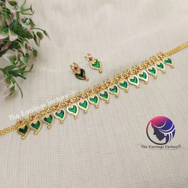 Traditional Golden Neckset with earrings - Image 3