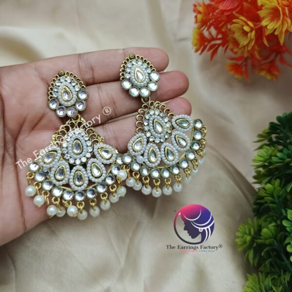 Weightless Kundan Pearl | wedding | Party wear Earrings - Image 4
