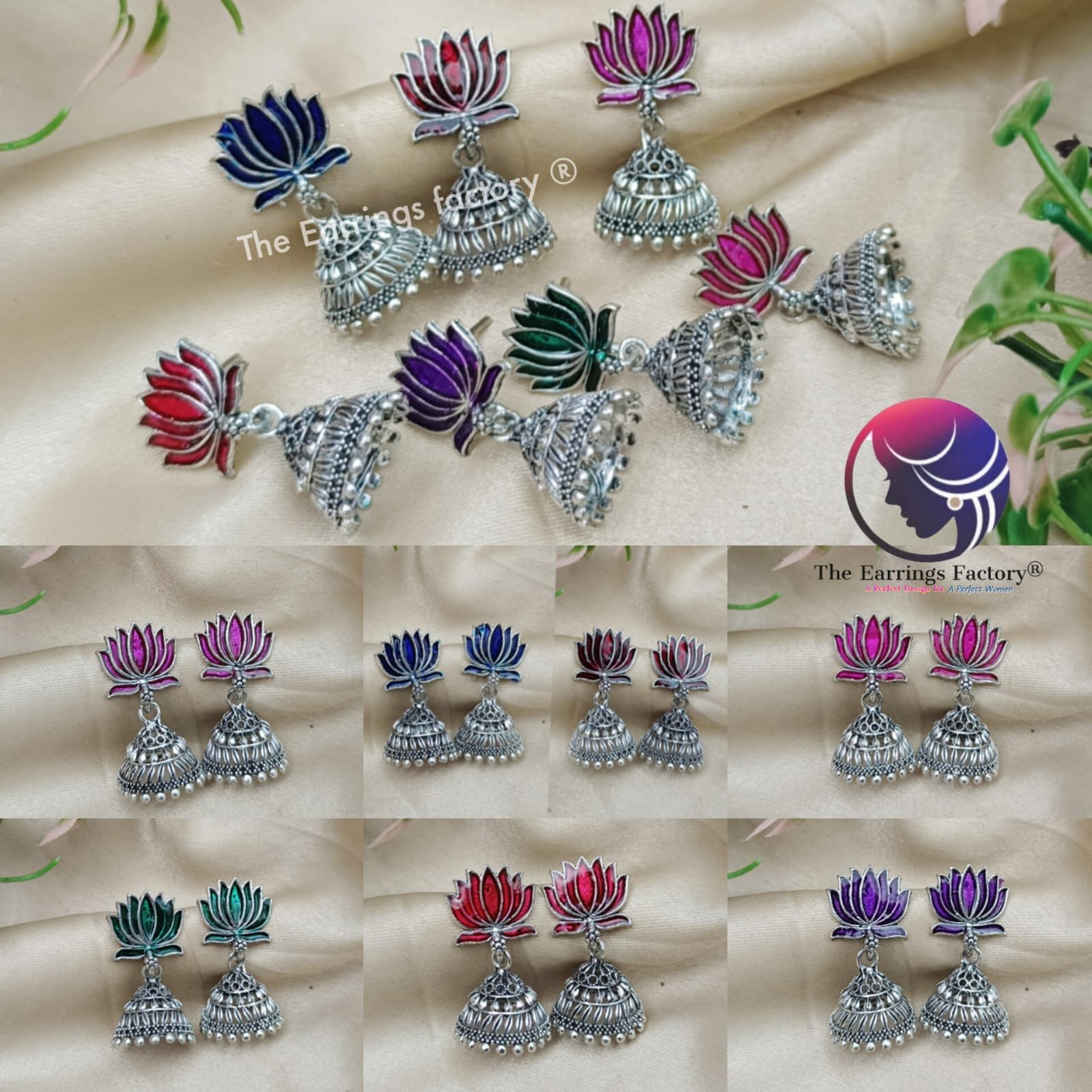 Traditional Silver Lotus Jhumka
