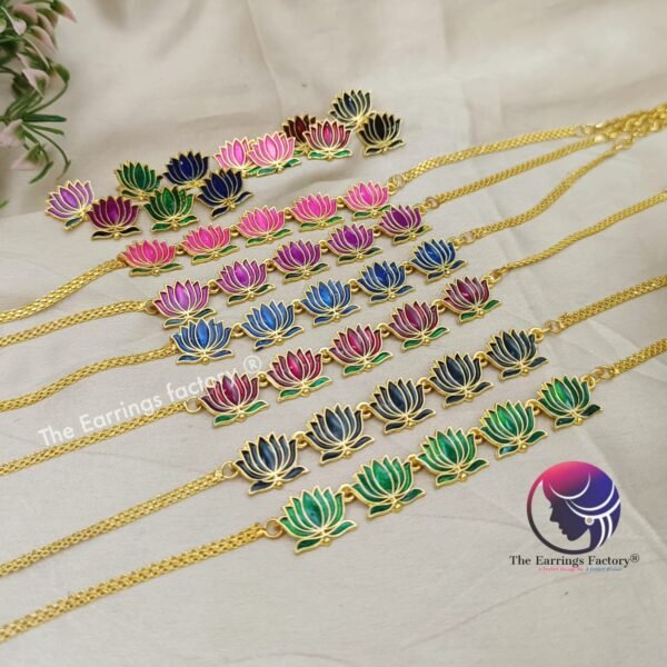 Trending Golden Lotus Choker With Earrings