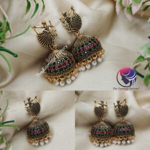 Traditional Golden Multi Stone Doll Jhumka