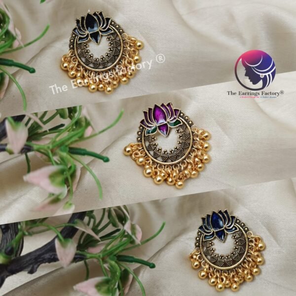 Traditional Golden Beads Lotus Studs - Image 2