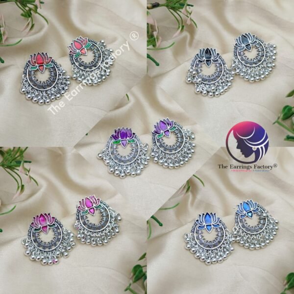 Traditional Silver Beads Lotus Studs - Image 2