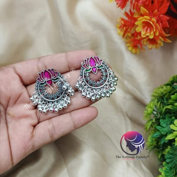 Traditional Silver Beads Lotus Studs - Image 3