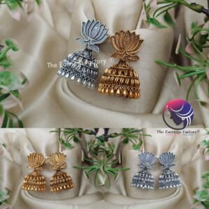 Traditional Golden | Silver Lotus Jhumka