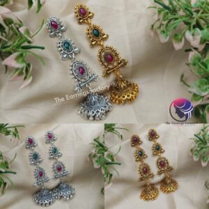 Traditional Golden | Silver Stone Long Jhumka