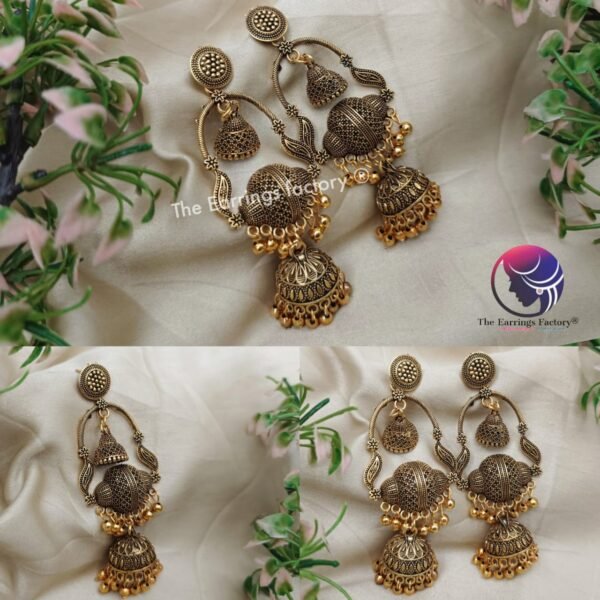 Classic Golden Metal Beads Long Jhumka