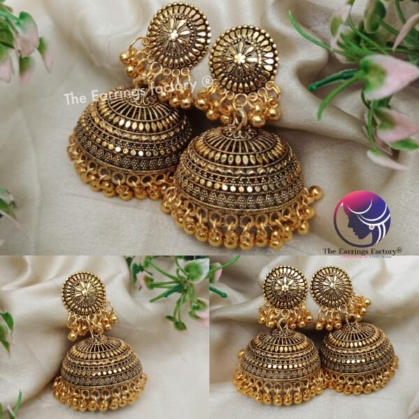 Traditional Golden Beads Big Jhumka