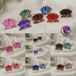 Traditional Golden Colourful Lotus Studs