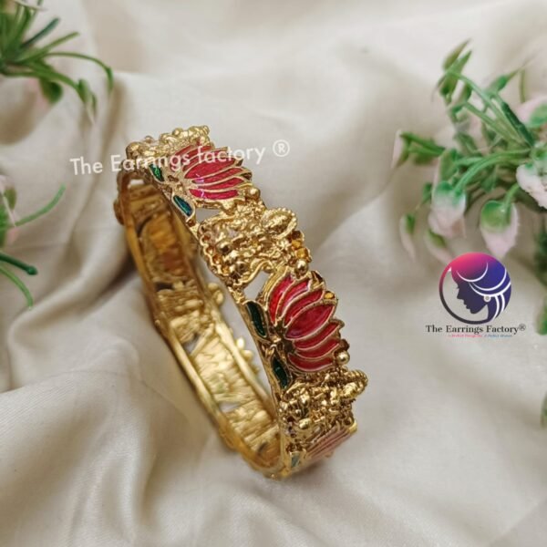 Traditional Antique Lakshmi Lotus Bangles - Image 2