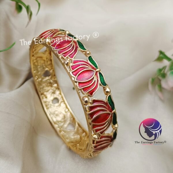 Traditional Antique Colourful Lotus Bangles - Image 2