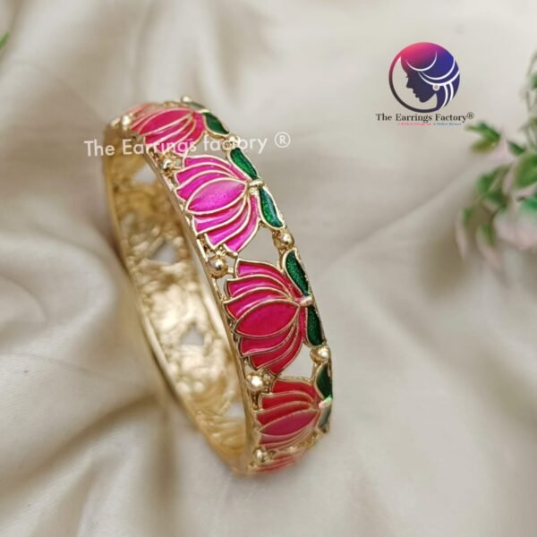 Traditional Antique Colourful Lotus Bangles - Image 2