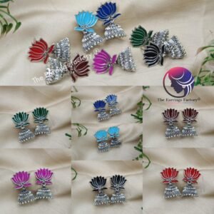 Traditional Silver Lotus Jhumka