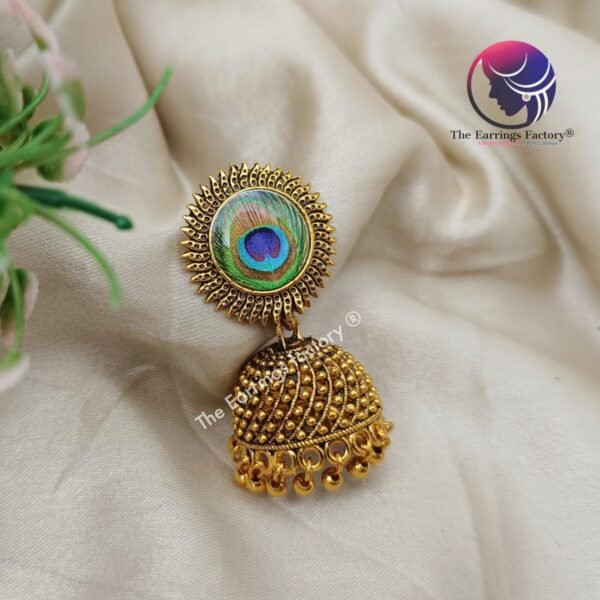 Classic Golden Peacock Jhumka - Image 2