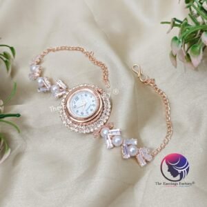 Stylish AD Stone Rose Gold Chain Type Watch Bracelet