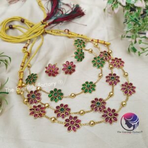 Trending Antique Floral Stone Neckset with Earrings