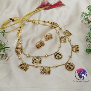 Trending Antique Elephant Stone Neckset with Earrings