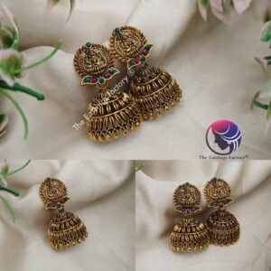 Traditional Golden Lakshmi Temple Jhumka