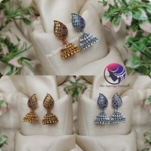 Traditional Multi Stone Golden | Silver Jhumka