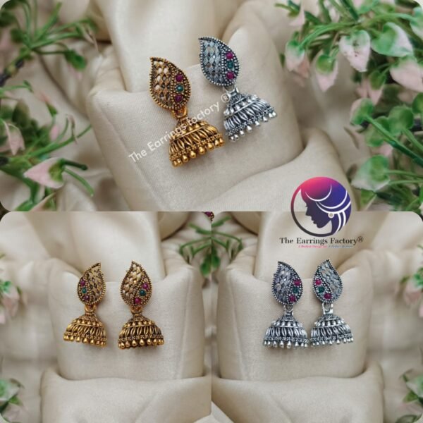 Traditional Multi Stone Golden | Silver Jhumka