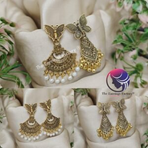 Traditional Butterfly Golden Dangle Earrings