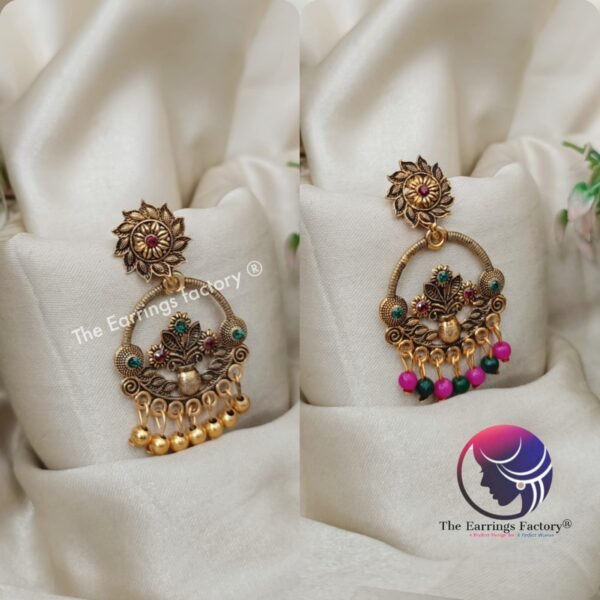 Traditional Golden Dangle Earrings - Image 2