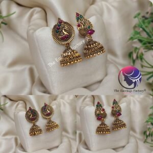 Traditional Multi Stone Golden Jhumka