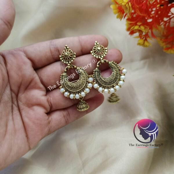 Traditional Golden Dangle Earrings - Image 7